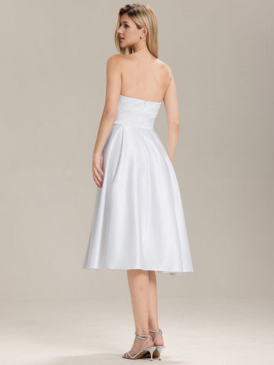 Satin Sleeveless A-Line Wedding Guest Dress #color_White