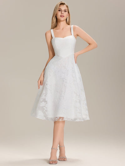 Pocket Mesh Sleeveless Wedding Guest Dress #color_White