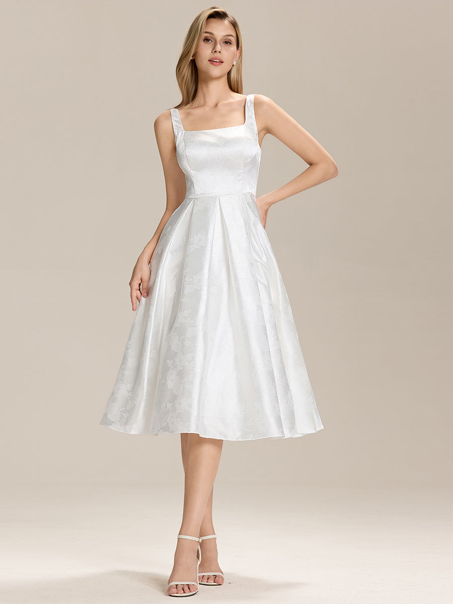 Satin Sleeveless A-Line Wedding Guest Dress #color_White