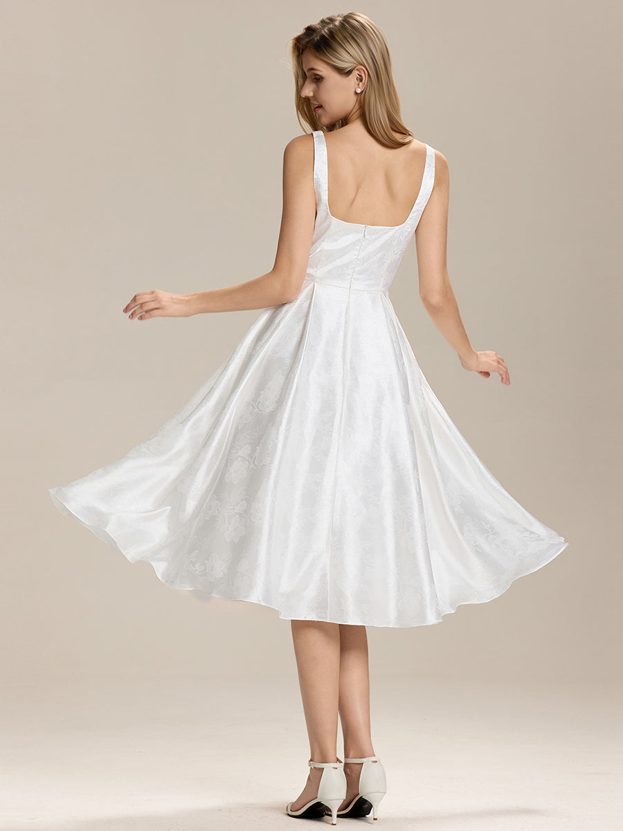 Satin Sleeveless A-Line Wedding Guest Dress #color_White