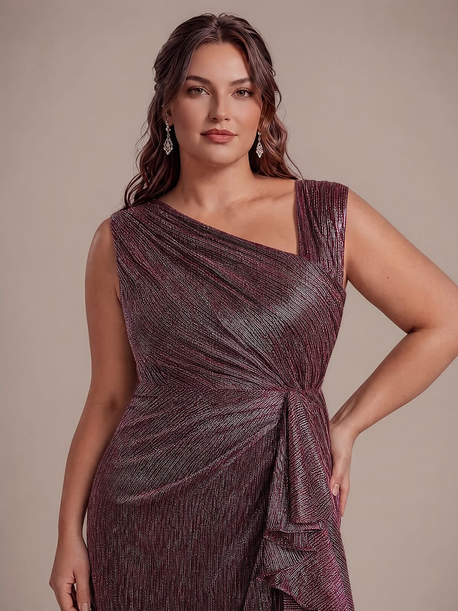 Slit Tulle Sleeveless Dress #color_Mahogany Brown