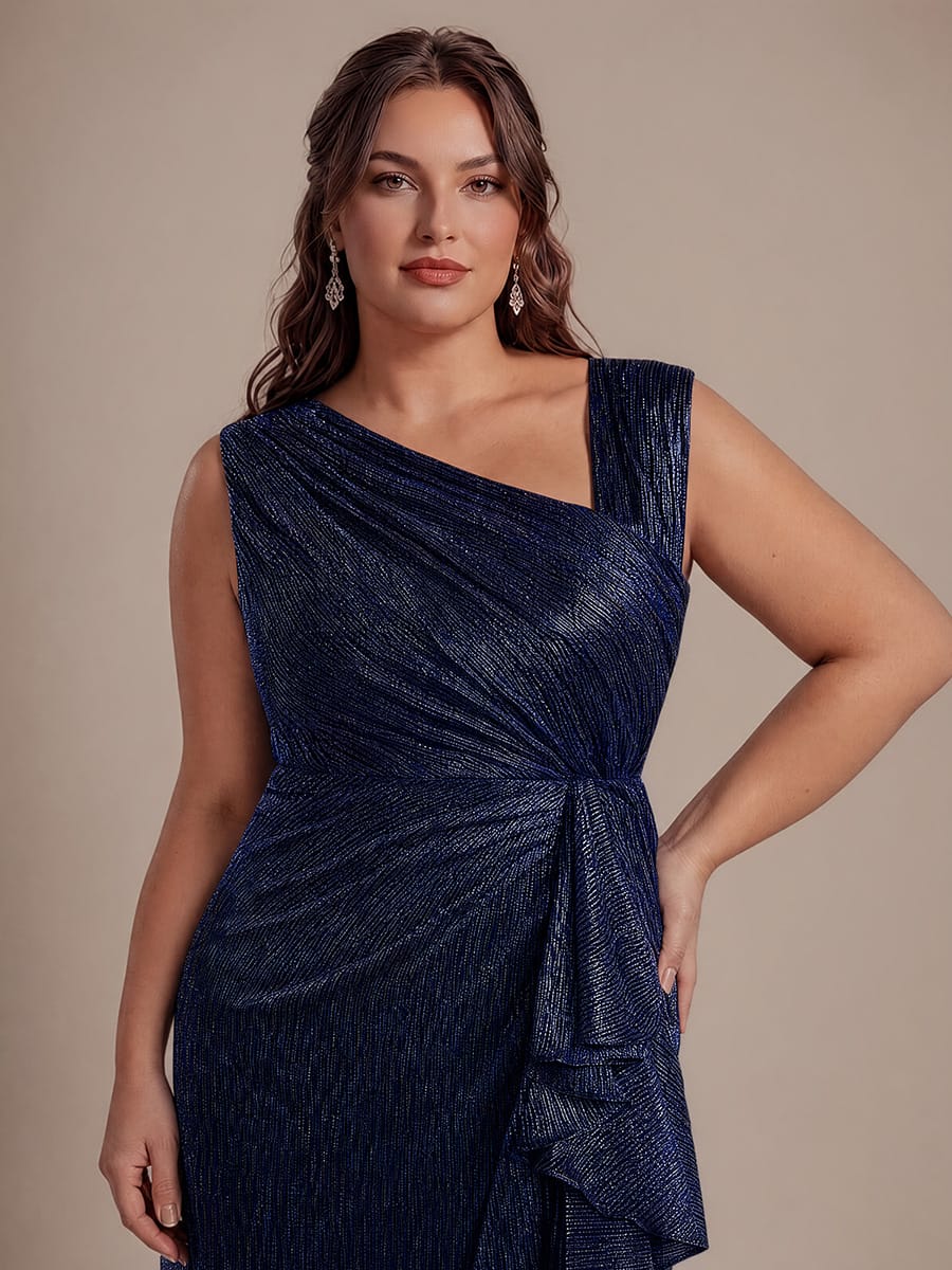 Slit Tulle Sleeveless Dress #color_Navy Blue