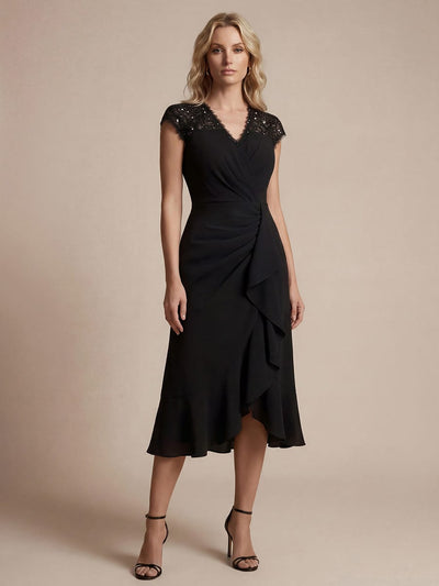 Lace Cap Sleeve Mermaid Dress