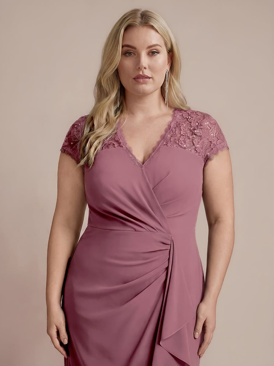 Lace Cap Sleeve Mermaid Dress #color_Purple Orchid