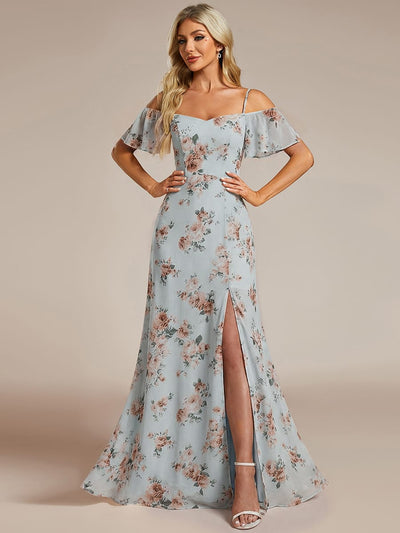 ever REYA|Stylish Cold-Shoulder Floor Length Bridesmaid Dress with Side Slit