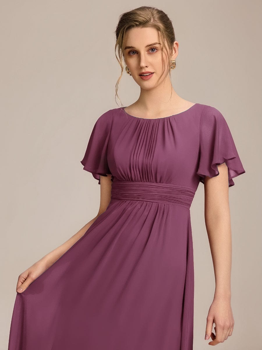 Stylish Chiffon Plus Size Evening Dresses with Long Lantern Sleeves #color_Damson