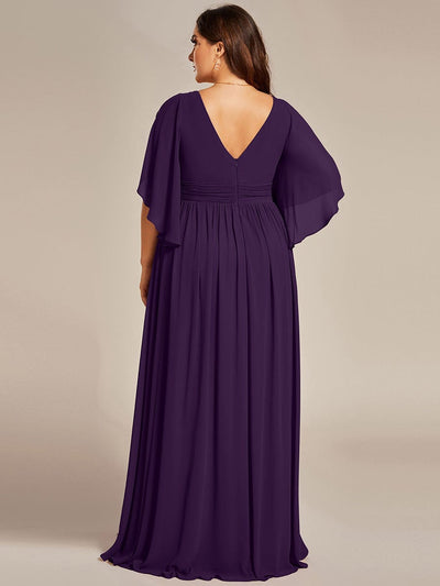 Plus Size V-Neck A-Line Chiffon Bridesmaid Dress #color_Dark Purple