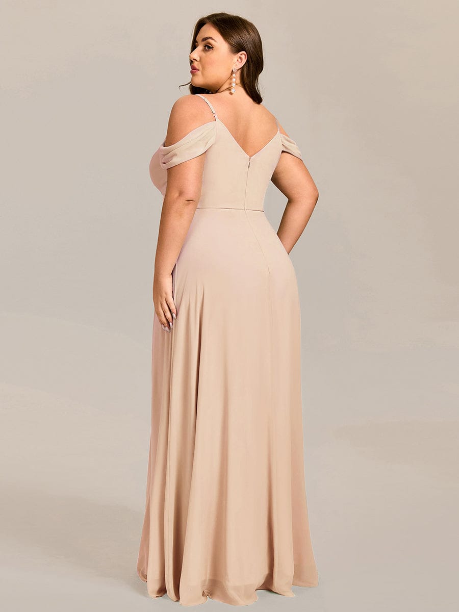 Multiway A-Line Off the Shoulder Chiffon Maxi Bridesmaid Dress #color_Blush