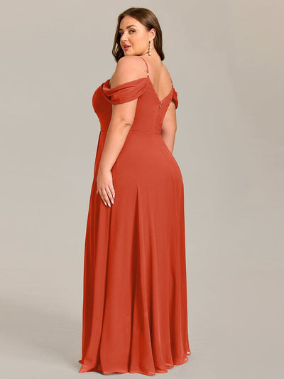 Plus Size Multiway A-Line Off the Shoulder Chiffon Maxi Bridesmaid Dress #color_Burnt Orange