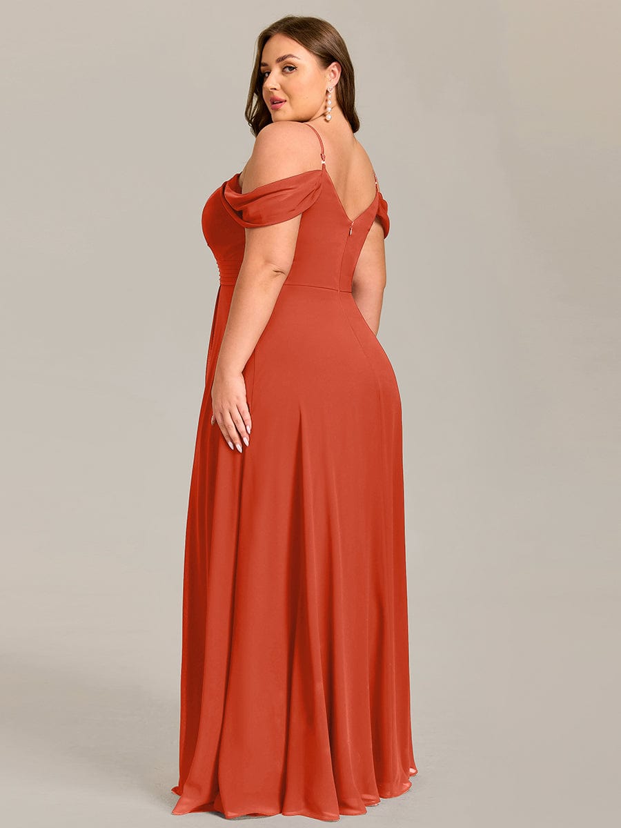 Plus Size Multiway A-Line Off the Shoulder Chiffon Maxi Bridesmaid Dress #color_Burnt Orange