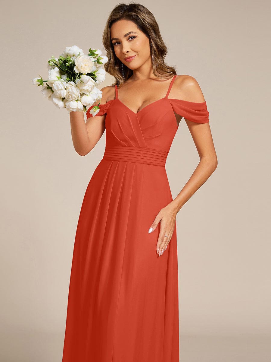 Multiway A-Line Off the Shoulder Chiffon Maxi Bridesmaid Dress #color_Burnt Orange