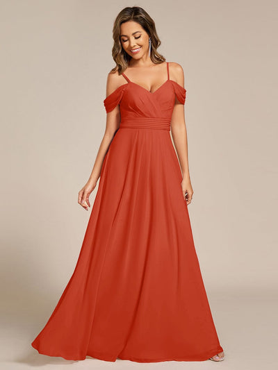 Multiway A-Line Off the Shoulder Chiffon Maxi Bridesmaid Dress #color_Burnt Orange