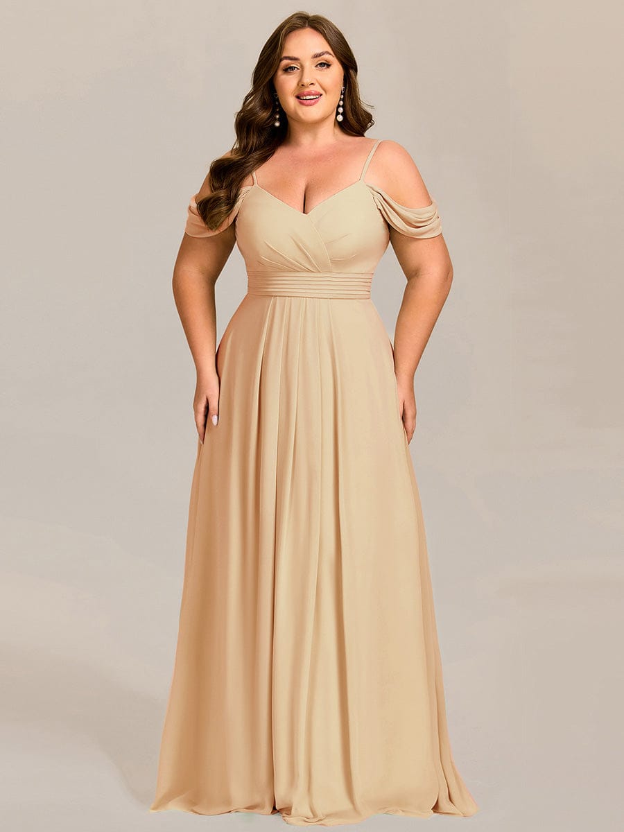 Multiway A-Line Off the Shoulder Chiffon Maxi Bridesmaid Dress #color_Champagne
