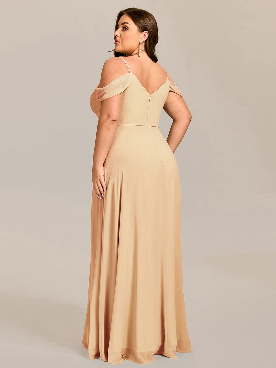 Multiway A-Line Off the Shoulder Chiffon Maxi Bridesmaid Dress #color_Champagne