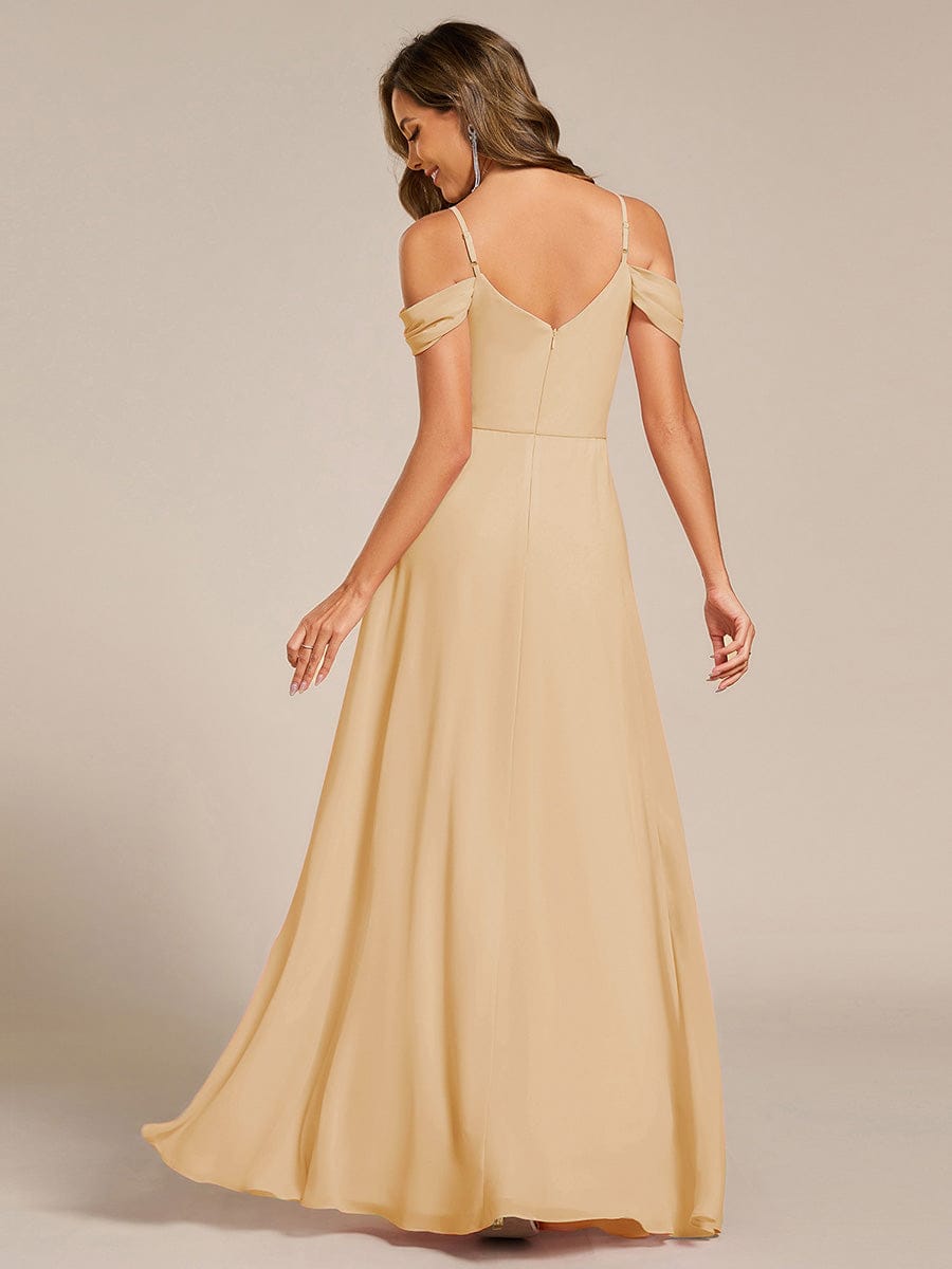 Multiway A-Line Off the Shoulder Chiffon Maxi Bridesmaid Dress #color_Champagne