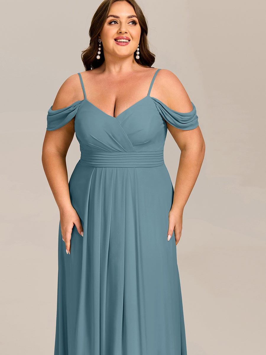 Plus Size Multiway A-Line Off the Shoulder Chiffon Maxi Bridesmaid Dress #color_Light Teal
