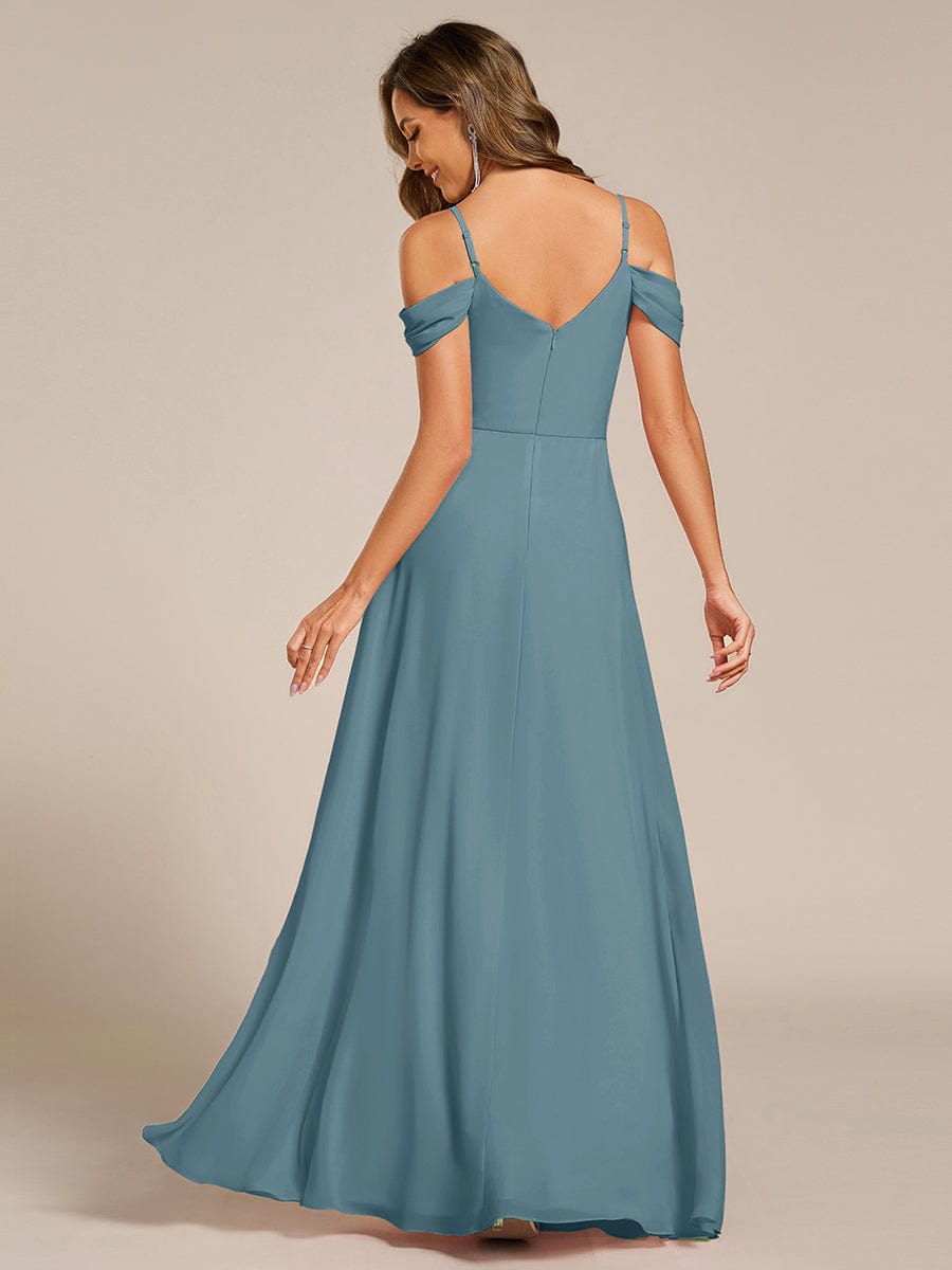 Multiway A-Line Off the Shoulder Chiffon Maxi Bridesmaid Dress #color_Light Teal