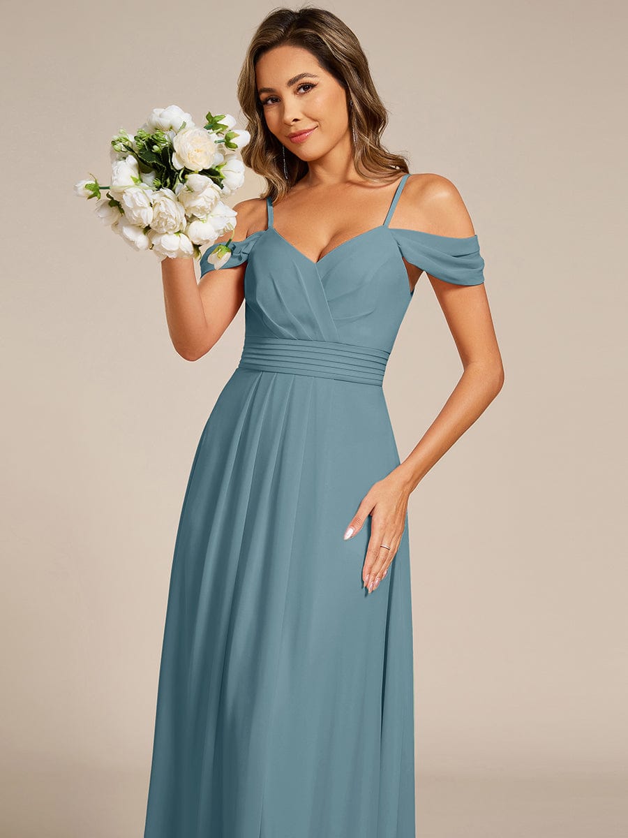 Multiway A-Line Off the Shoulder Chiffon Maxi Bridesmaid Dress #color_Light Teal