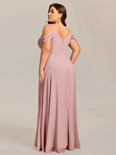 Plus Size Multiway A-Line Off the Shoulder Chiffon Maxi Bridesmaid Dress #color_Dusty Rose