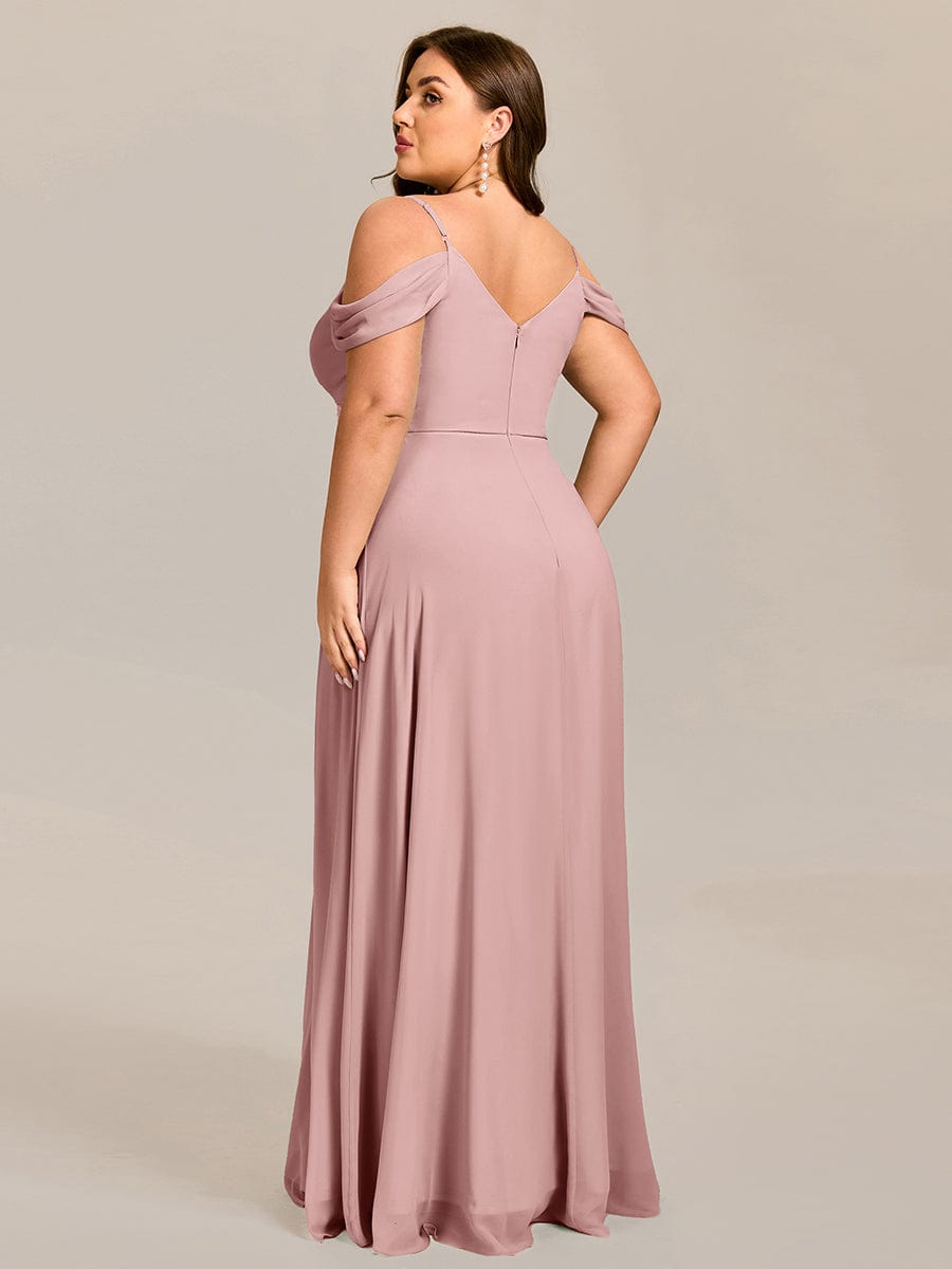 Plus Size Multiway A-Line Off the Shoulder Chiffon Maxi Bridesmaid Dress #color_Dusty Rose