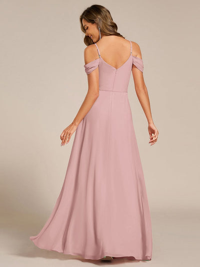 Multiway A-Line Off the Shoulder Chiffon Maxi Bridesmaid Dress #color_Dusty Rose