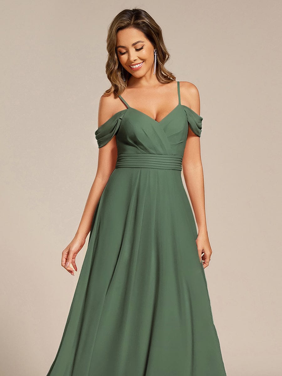 Multiway A-Line Off the Shoulder Chiffon Maxi Bridesmaid Dress #color_Eucalyptus Green