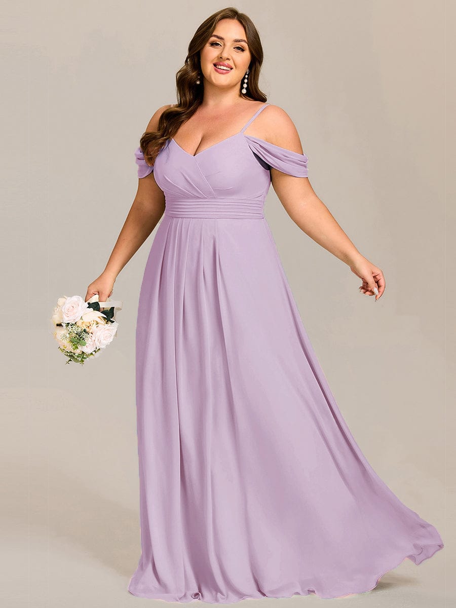 Multiway A-Line Off the Shoulder Chiffon Maxi Bridesmaid Dress #color_Frosted Lilac