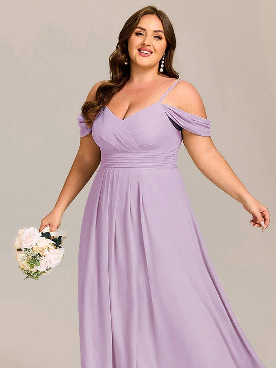 Multiway A-Line Off the Shoulder Chiffon Maxi Bridesmaid Dress #color_Frosted Lilac
