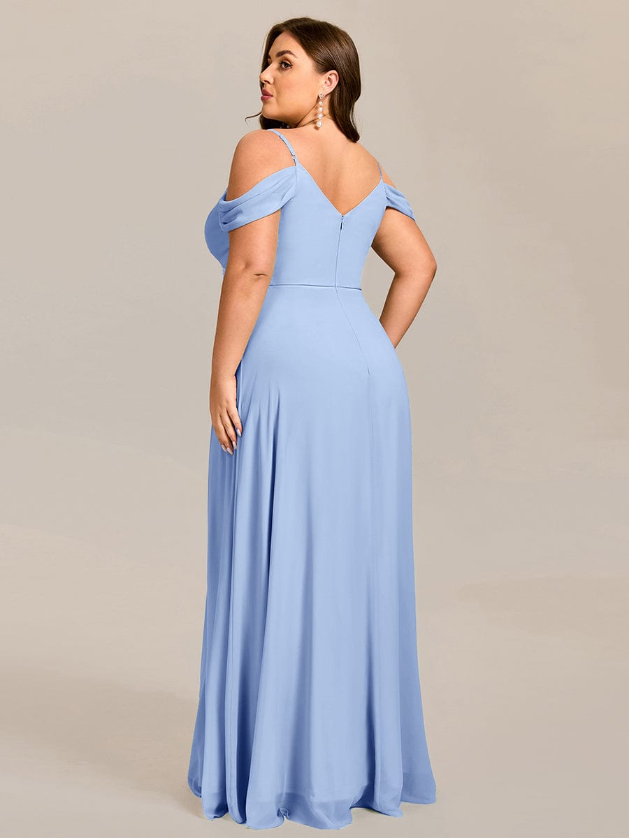 Plus Size Multiway A-Line Off the Shoulder Chiffon Maxi Bridesmaid Dress #color_Ice Blue