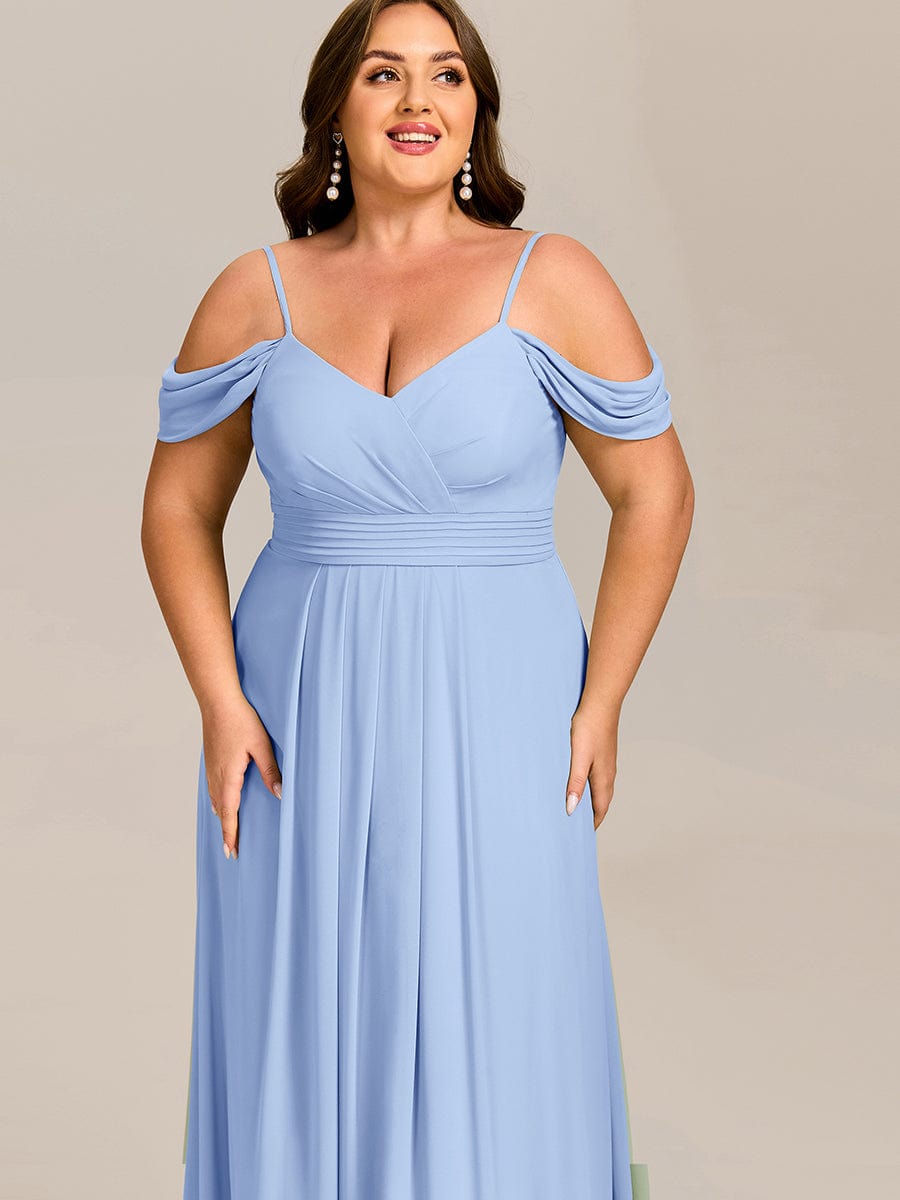 Plus Size Multiway A-Line Off the Shoulder Chiffon Maxi Bridesmaid Dress #color_Ice Blue