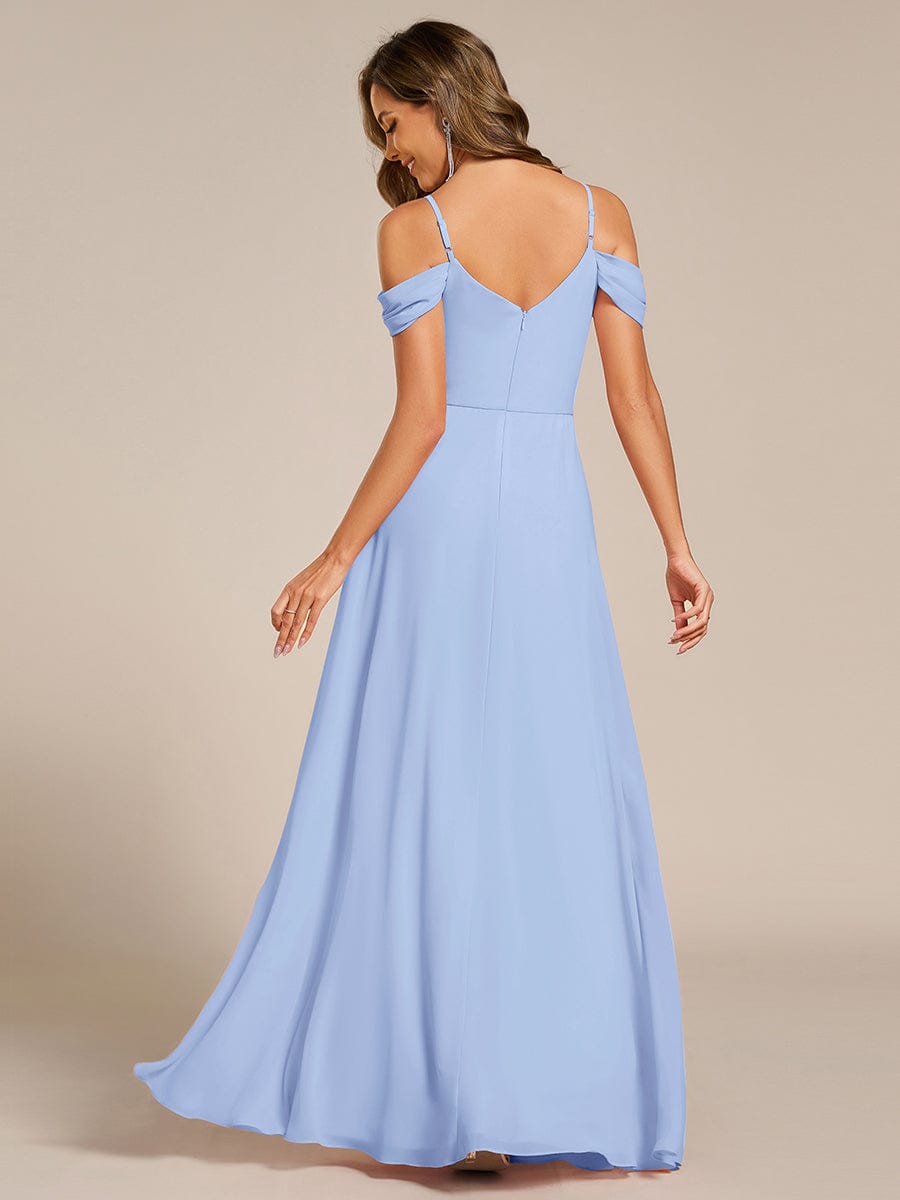 Multiway A-Line Off the Shoulder Chiffon Maxi Bridesmaid Dress #color_Ice Blue