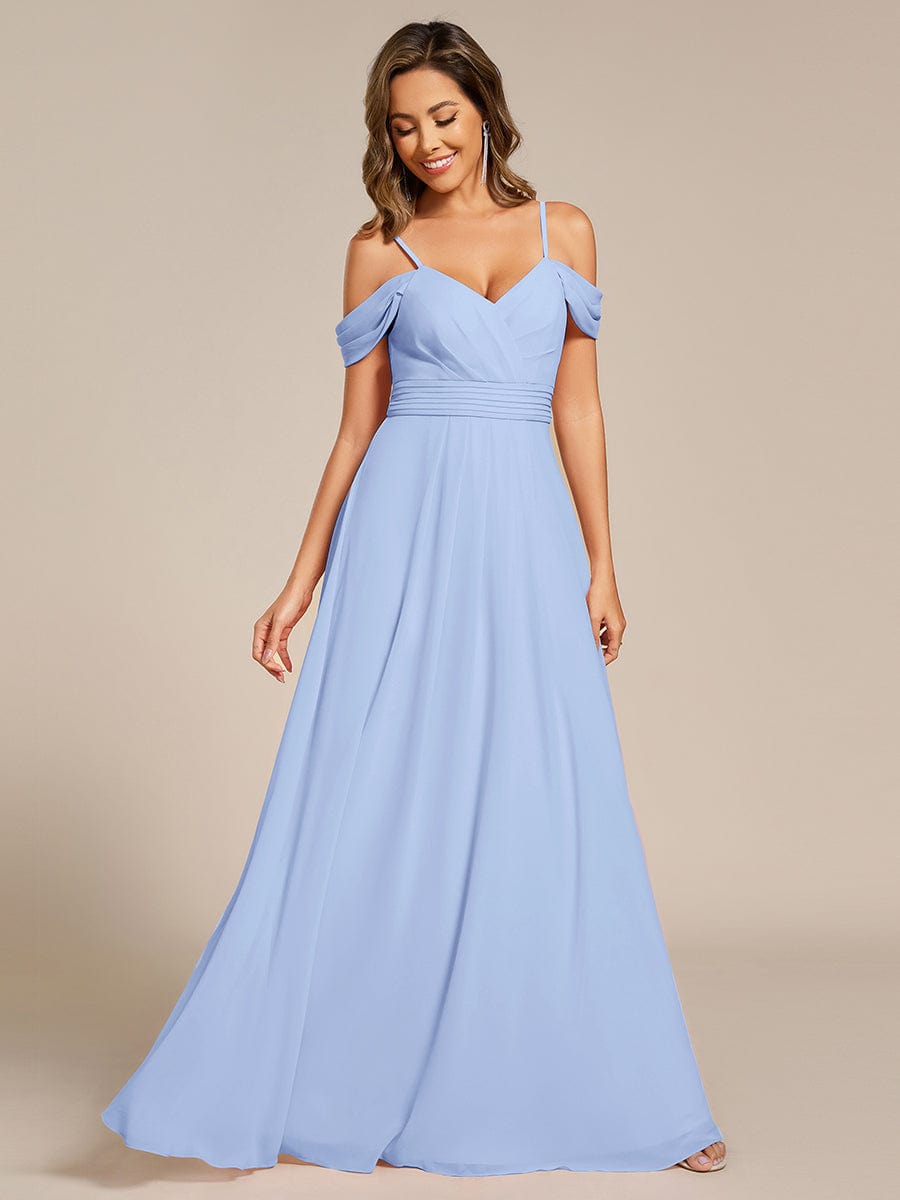 Multiway A-Line Off the Shoulder Chiffon Maxi Bridesmaid Dress #color_Ice Blue