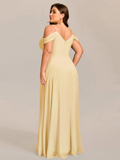 Plus Size Multiway A-Line Off the Shoulder Chiffon Maxi Bridesmaid Dress #color_Yellow