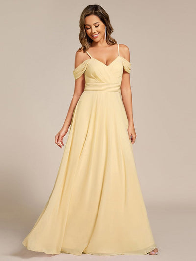 Multiway A-Line Off the Shoulder Chiffon Maxi Bridesmaid Dress #color_Yellow