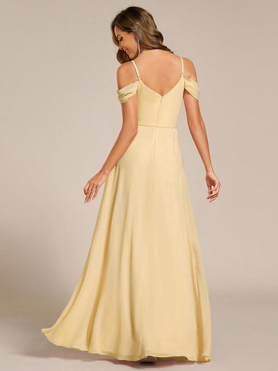 Multiway A-Line Off the Shoulder Chiffon Maxi Bridesmaid Dress #color_Yellow