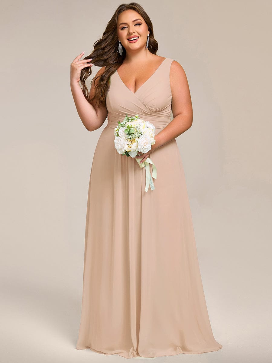 Sleeveless A-Line Chiffon Maxi Bridesmaid Dress #color_Blush