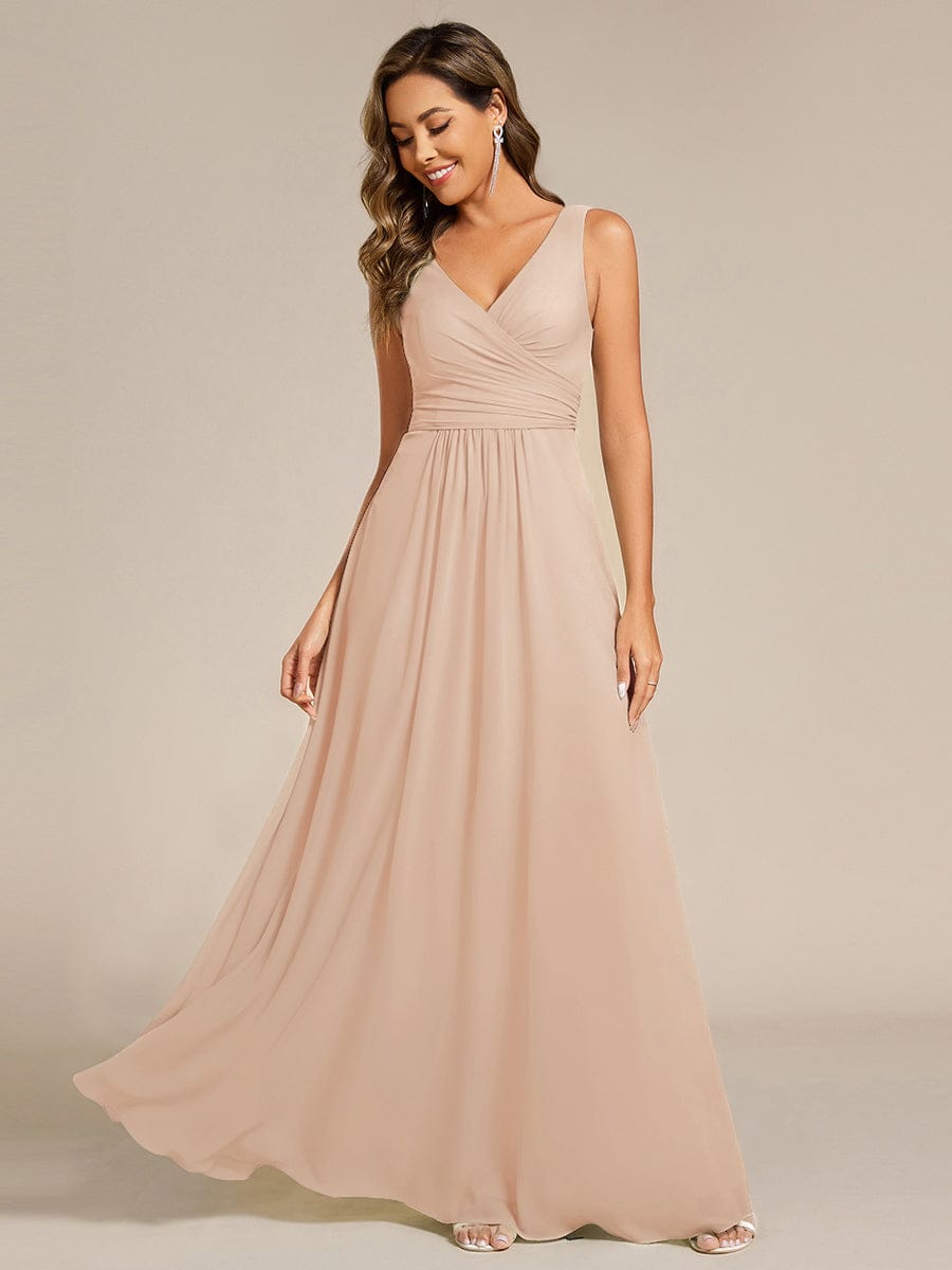 Sleeveless A-Line Chiffon Maxi Bridesmaid Dress #color_Blush