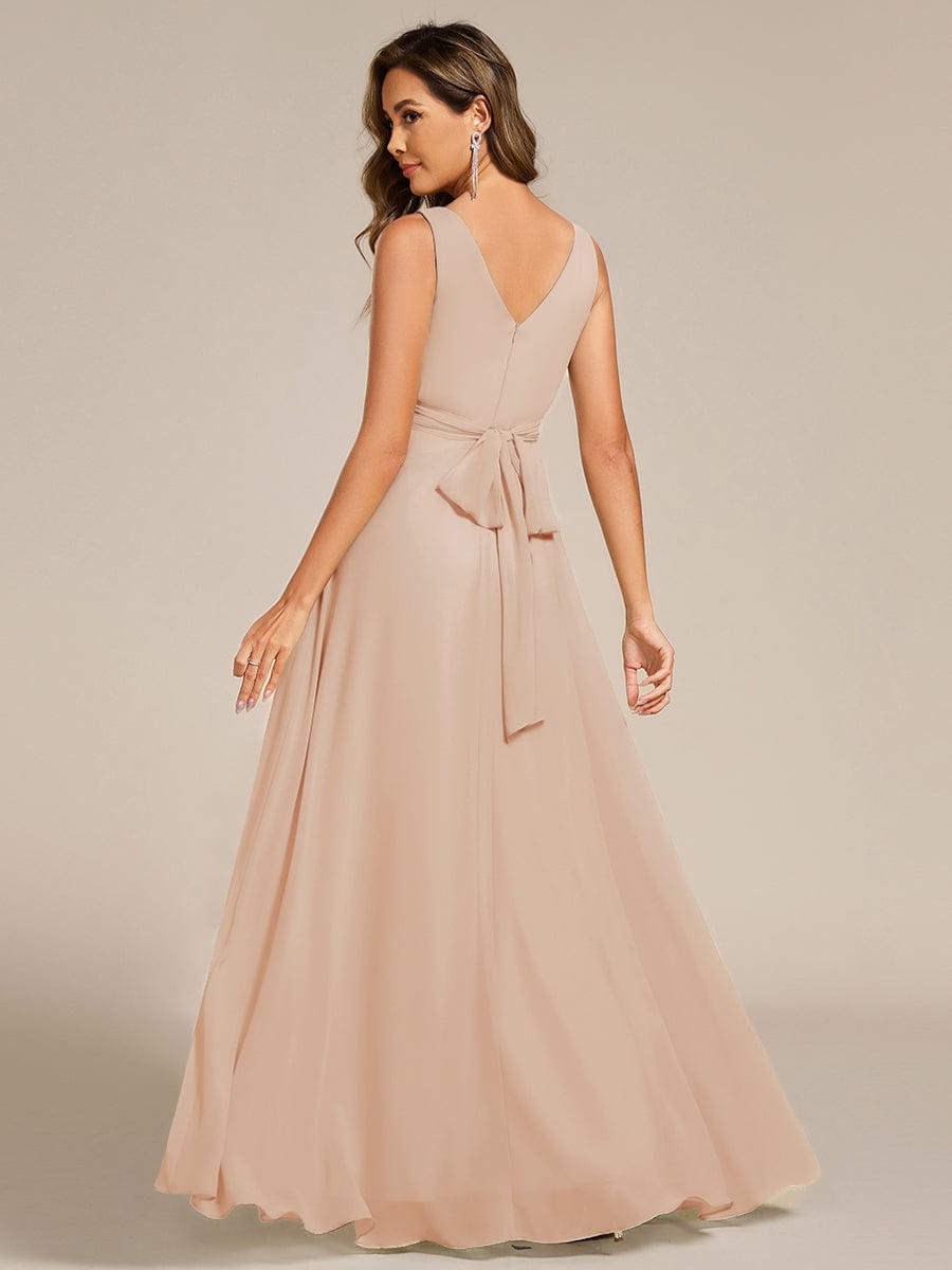 Sleeveless A-Line Chiffon Maxi Bridesmaid Dress #color_Blush