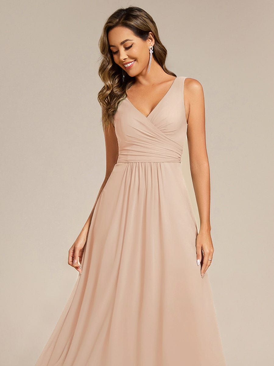 Sleeveless A-Line Chiffon Maxi Bridesmaid Dress #color_Blush