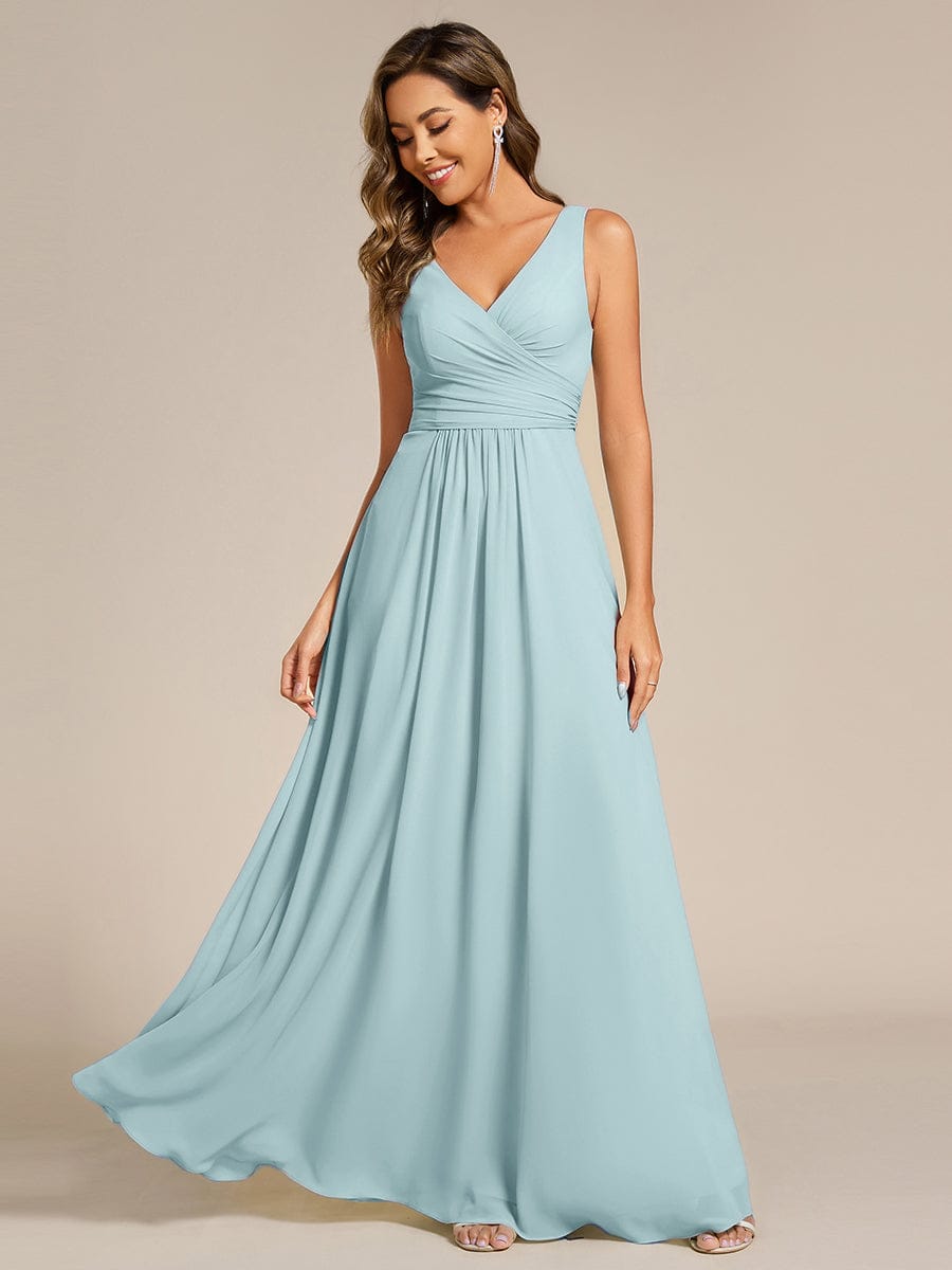 Sleeveless A-Line Chiffon Maxi Bridesmaid Dress #color_Sky Blue