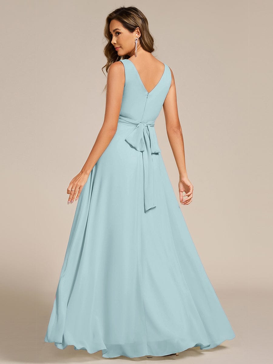Sleeveless A-Line Chiffon Maxi Bridesmaid Dress #color_Sky Blue