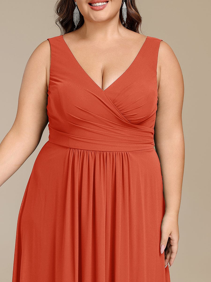 Sleeveless A-Line Chiffon Maxi Bridesmaid Dress #color_Burnt Orange