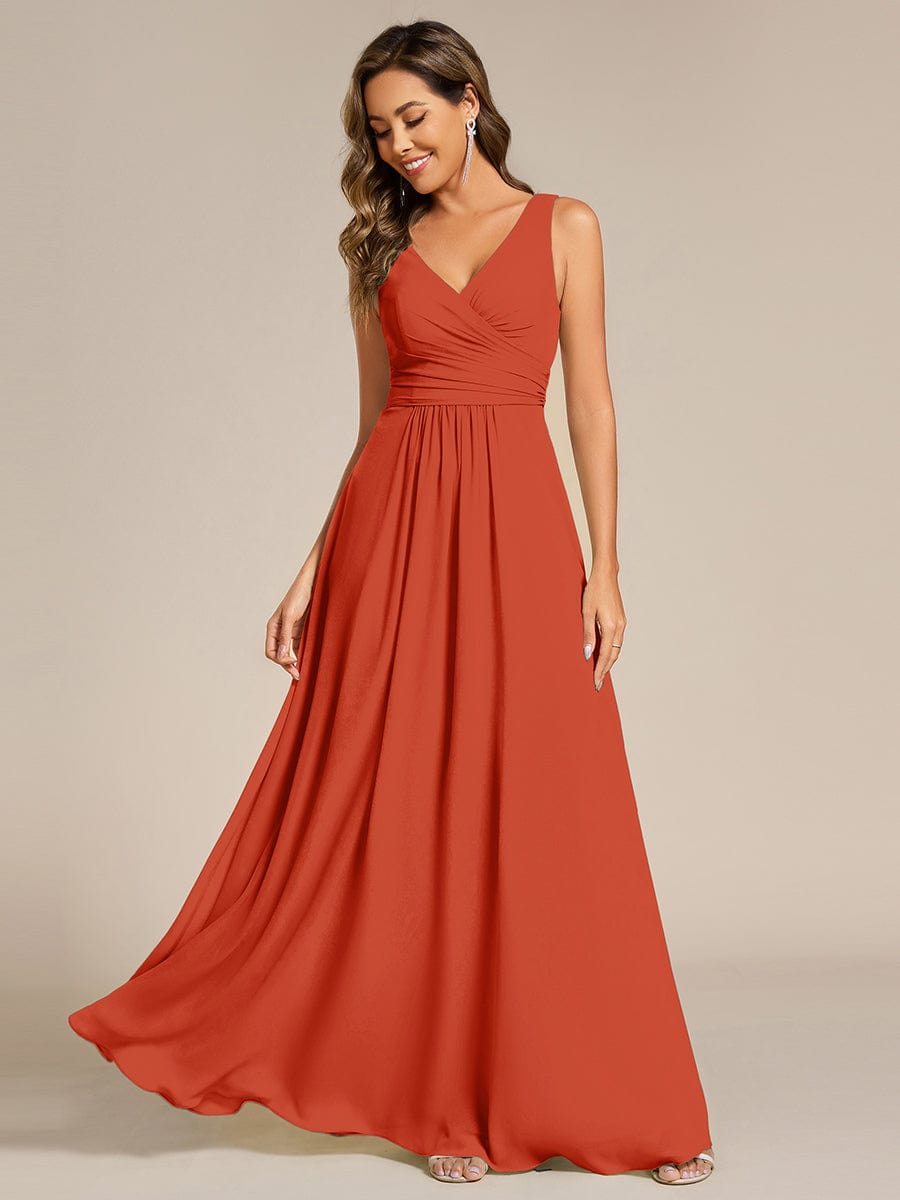 Sleeveless A-Line Chiffon Maxi Bridesmaid Dress #color_Burnt Orange