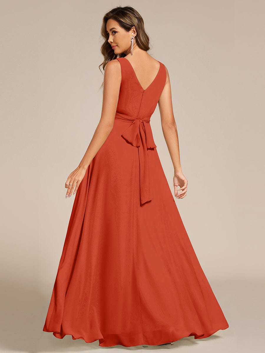Sleeveless A-Line Chiffon Maxi Bridesmaid Dress #color_Burnt Orange