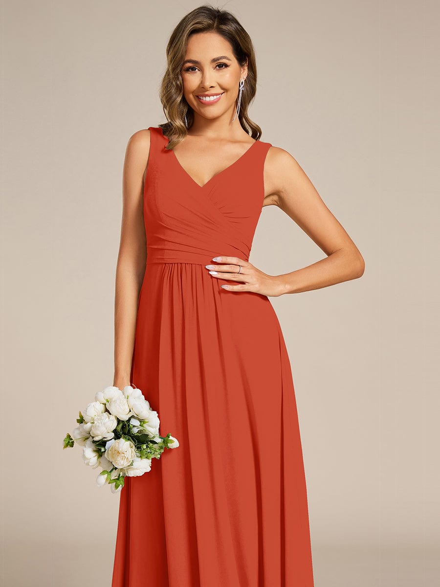 Sleeveless A-Line Chiffon Maxi Bridesmaid Dress #color_Burnt Orange