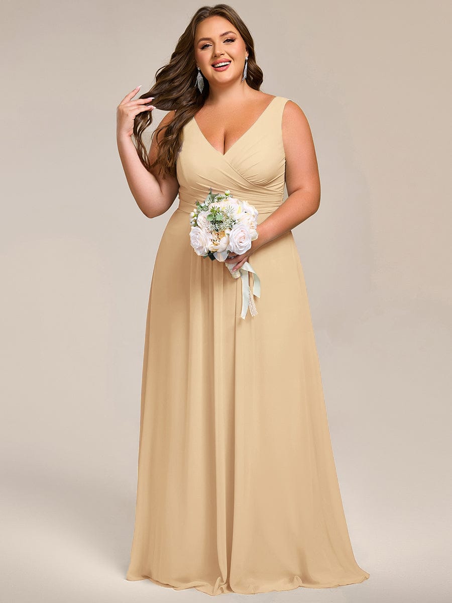 Sleeveless A-Line Chiffon Maxi Bridesmaid Dress #color_Champagne