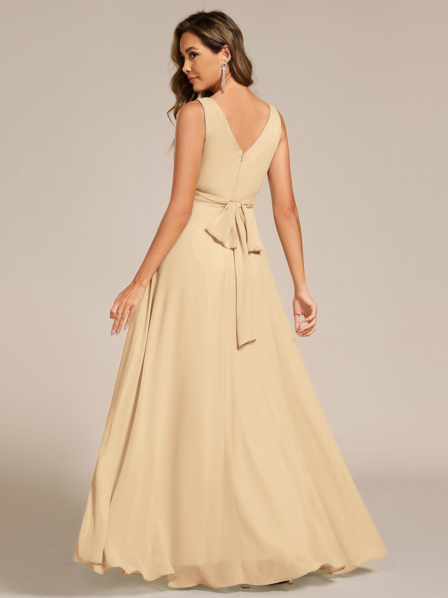 Sleeveless A-Line Chiffon Maxi Bridesmaid Dress #color_Champagne