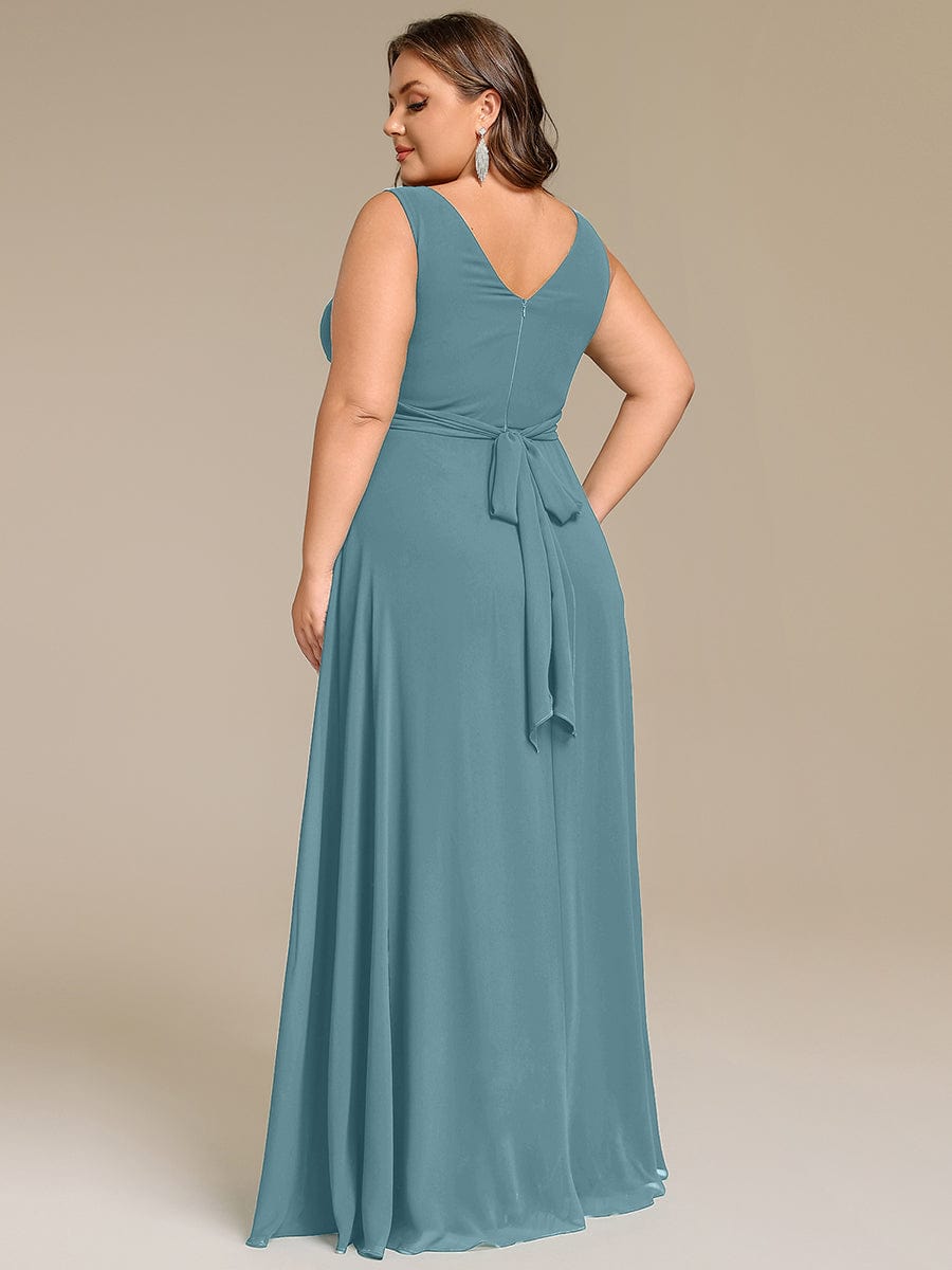 Sleeveless A-Line Chiffon Maxi Bridesmaid Dress #color_Light Teal
