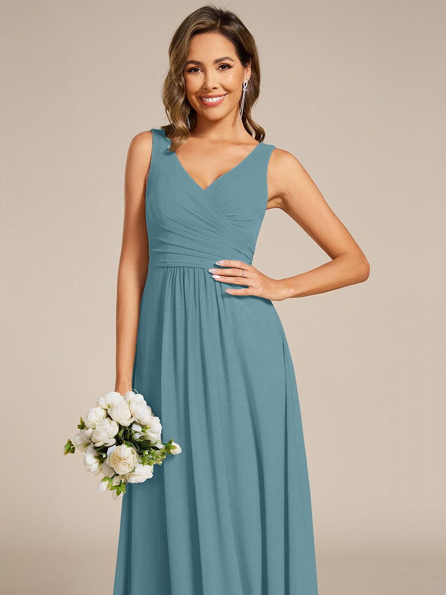 Sleeveless A-Line Chiffon Maxi Bridesmaid Dress #color_Light Teal