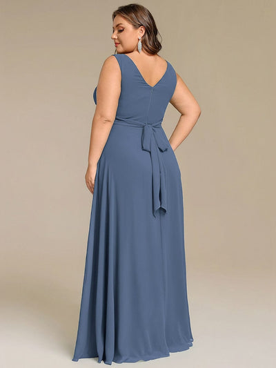 pretty SAUYER|Plus Size Sleeveless A-Line Chiffon Maxi Bridesmaid Dress